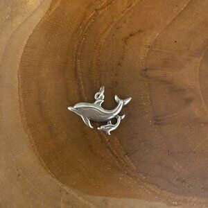 James Avery Mother and Baby Dolphin Charm, Sterling Silver